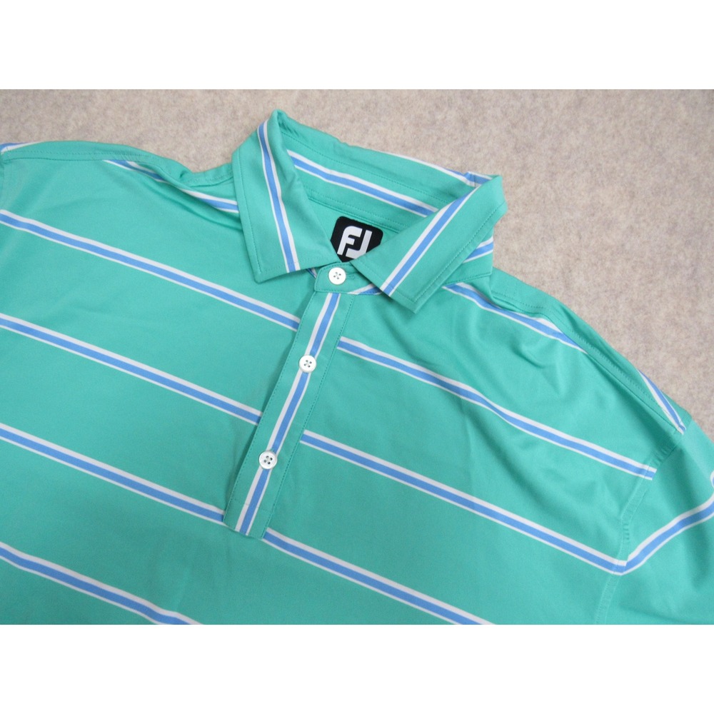 FootJoy Mens XXL ProDry Golf Polo Shirt Mint Green Blue Striped Performance 1116
